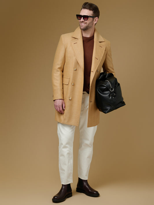 Бежевое пальто Classic fit Демисезон